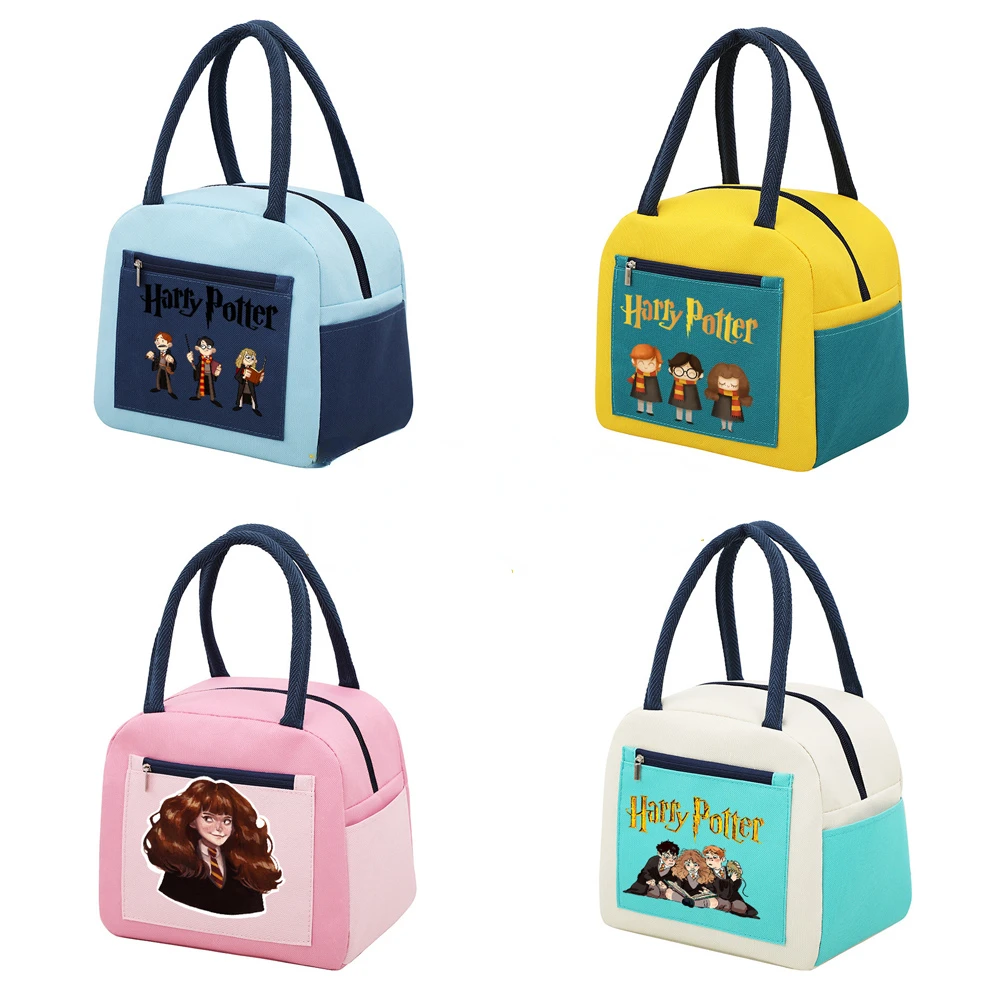 Magic School Lunch Bag Cute Anime Color Insertion Large Inspection Bag Portable Keep Warm Student Kid Bag Birthday Gifts