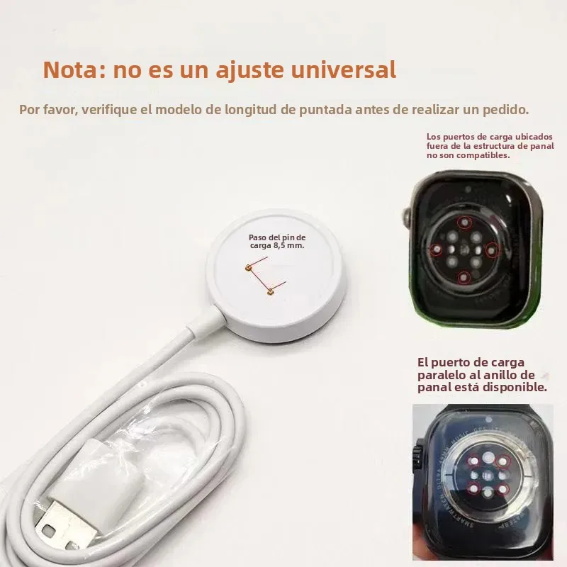 Cargador para Reloj Inteligente Huaqiangbei DW89 DW88 DW98 S12 S10 S8 Cellular Watch Ultra S9 Ultra2 CDS9 DS8 WK89 VP600 WTK89 GS29 CD99
