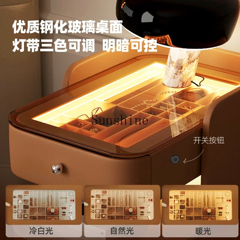 Intelligent four-chest cabinet, multi-functional glass fingerprint lock, small crack household simple bedroom storage