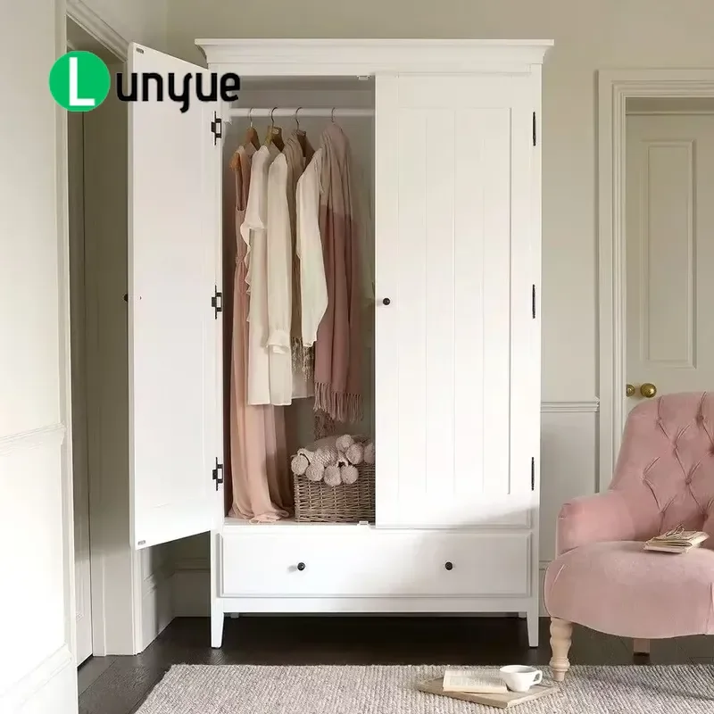 Modern Villa Wardrobe Island Combination MDF Flat Door Adjustable Height 2 Drawers Shelves Bedroom Furniture Storage Solution