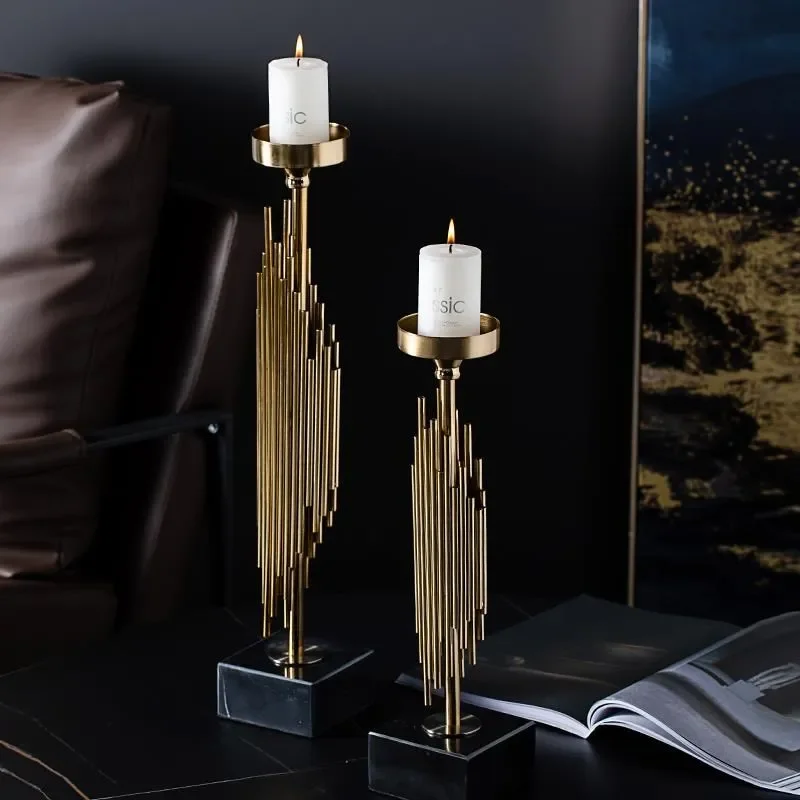 

Metal Candle Holder Cups Modern Geometric Nordic Garden Tall Wedding Vintage Luxury Gold Iron Portacandele Home Decor