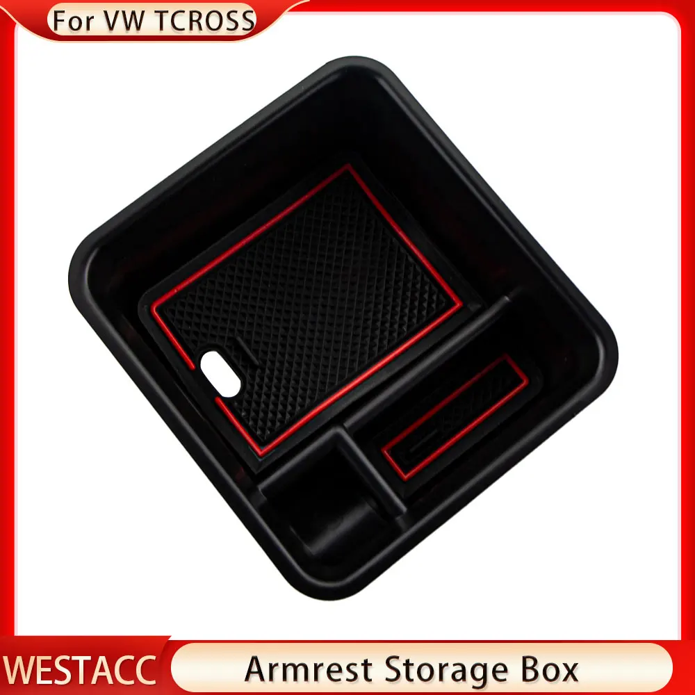 ABS Car Armrest Storage Box for Volkswagen VW Tcross T-Cross 2018 2019 2020 2021 2022 Tray Container Organizer Accessories