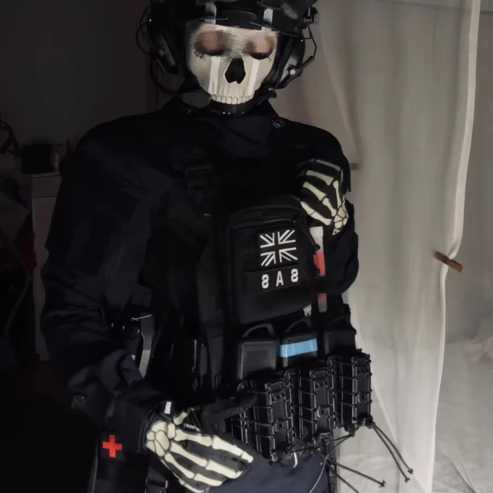 Airsoft Call of Duty 19 COD Ghost Nightwar Style Plate Carrier & Helm Set Call of Duty 19cos Service Comic Exhibition Equipment