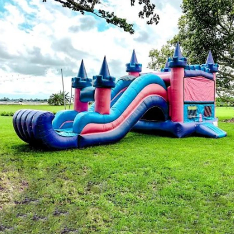 Hot Sale Inflatable Trampoline with Slide Fantasy Pink Inflatable Castle Toy Inflatable Bounce House With Slide and Air Blower