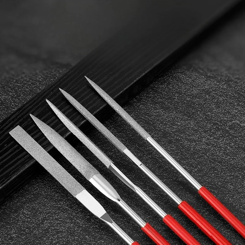Diamond Needle File Set 10 Pcs 3x140mm Mini Needle File Kit for Stone Glass Metal Carving Craft Hand Tools