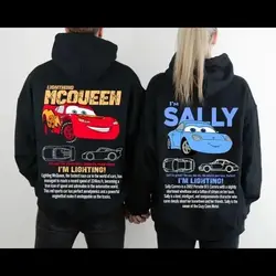 Couple Car Movie Plus Size Hoodie Lightning McQueen Sally Carrera Car Hoodie McQueen and Sally Fun Magic Kingdom Family Trip