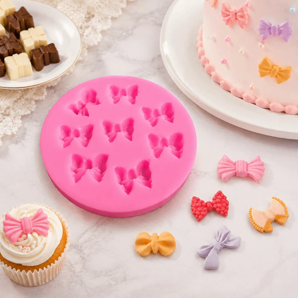 Mini Bows Silicone Fondant Molds Bowknot Cupcake Topper Cake Pop Accessories DIY Decorating Tools Chocolate Candy Baking Mold