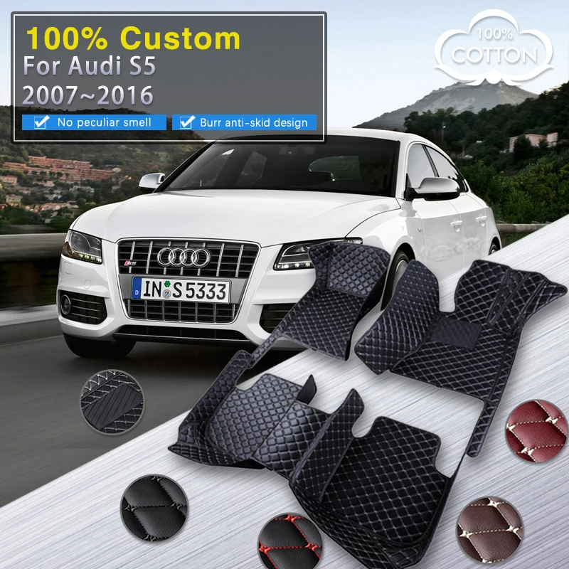 

Car Floor Mats For Audi S5 B8 8T B8.5 8.5T 2007~2016 Carpet Rug Set Auto Interior Parts Luxury Leather Mat Car Accessores 4 Door