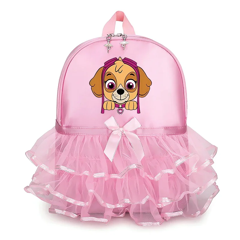 Paw Patrol Series Lace Backpack Pink Cartoon Skye Print Ballet Dance Bag Cute Bow Tie Bagpack Trend Birthday Gift - view 6