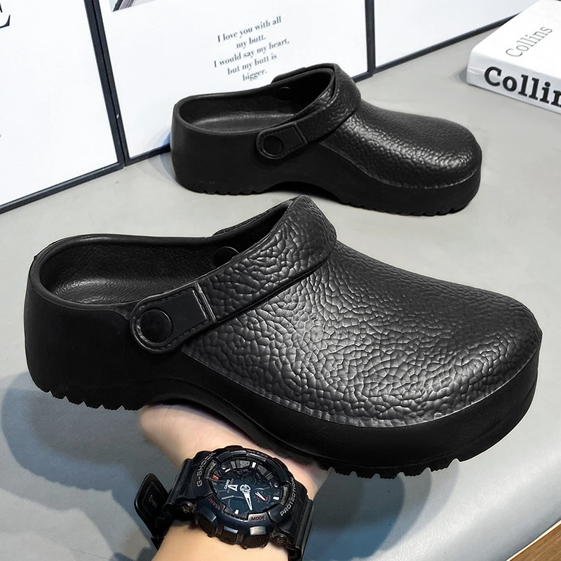 

2026 Men's EVA Sandals Summer Large Black Kitchen Anti-Slip Work Shoes Waterproof Oil-Repellent Chef Shoes Kitchen Accessories