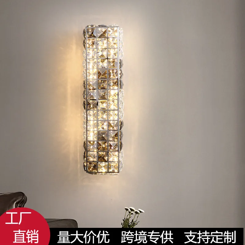 

Легкий роскошный постмодернистский хрустальный настенный светильник, простой фон для гостиной, стена, гостиничная лестница, лампа для прохода, креативная лампа для спальни