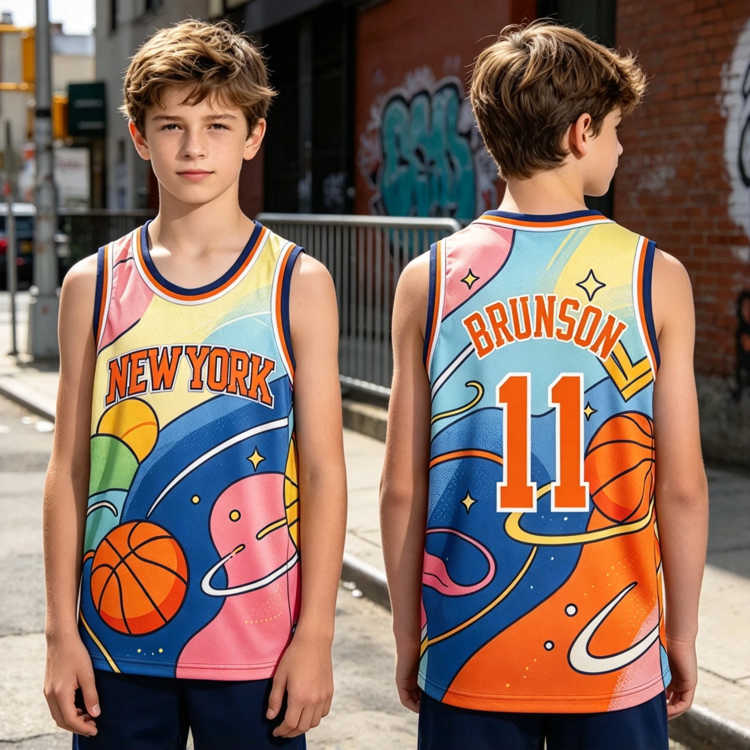 Explosions NO.11 Brunson Basketball Quick-drying Vest Parent-child Sleeveless O-neck Basketball Graphic Personalized Jersey