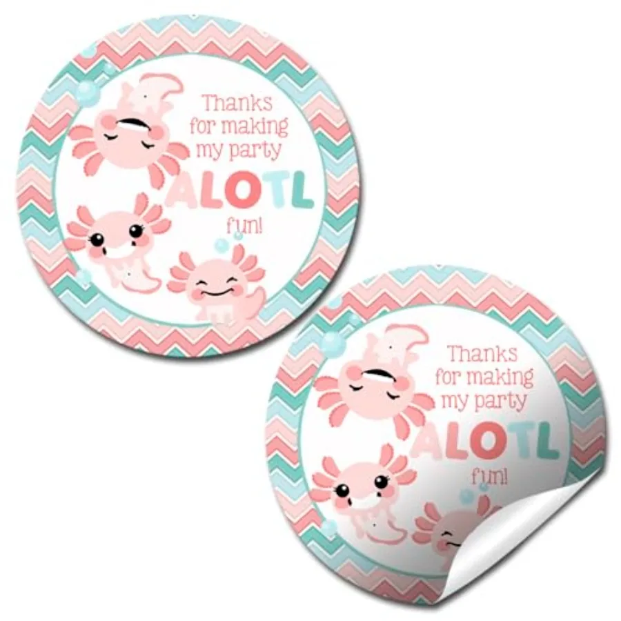 

Birthday Party Thank You Sticker Labels for Girls, 40 2" Party Circle Stickers by, Great for Party Favors, Envelope Seals and G