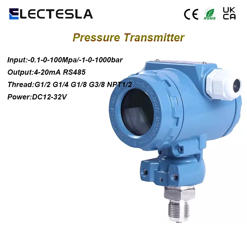 

LCD Water Pressure Oil Pressure Transmitter Gas Liquid Pressure Sensor 4-20mA Output -1-0-1000bar Input Power DC24V12V