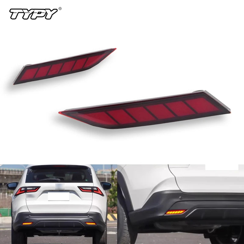 

TYPY Car LED Reflector For Toyota Yaris Cross 2023 2024 Bumper Light Rear Fog Lamp Brake Light Dynamic Turn Signal