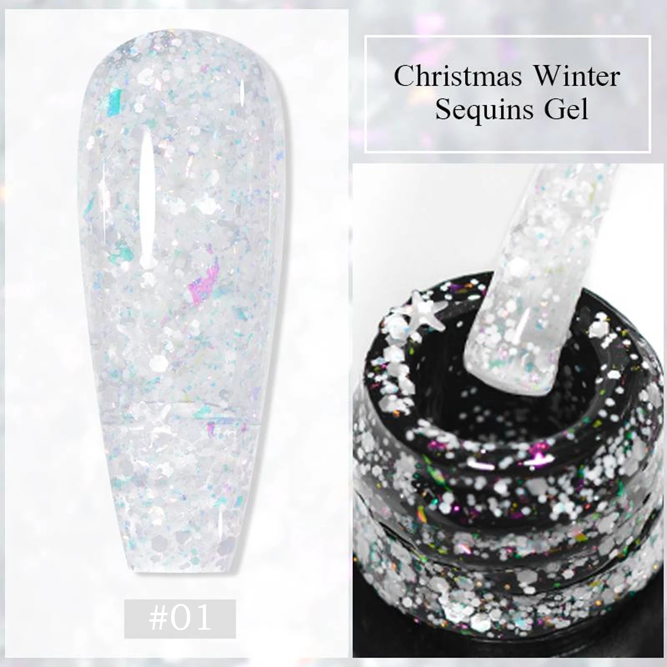 White Nails Ice Clear Super Flash White Glitter Gel Polish UV LED Light Nails Suitable For Toe Nails