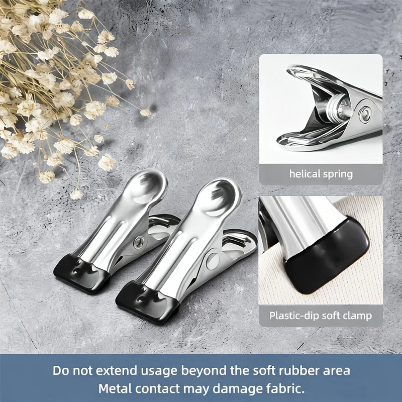 25 Stück Robuste Wäscheklammern aus Edelstahl | Geeignet zum Aufhängen von Kleidung | Kratzfreie & Rutschfeste Metallklammern, Wäscheklammern – Detail 3