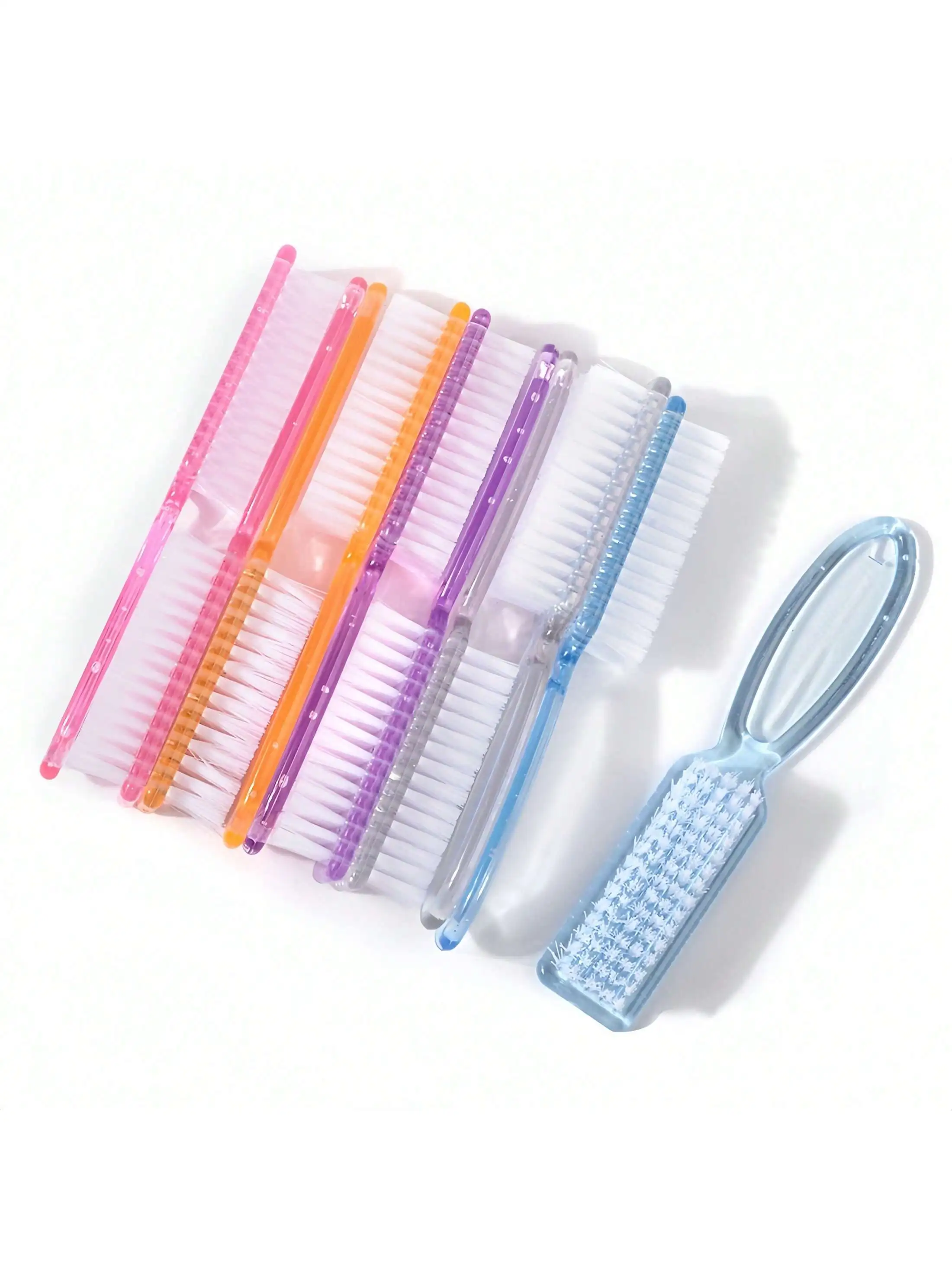 

Multipurpose Silicone Nail Cleaning Brush With Dopamine Colorful Powder Handle, Large Transparent Goat Horn Shaped For Women Lad