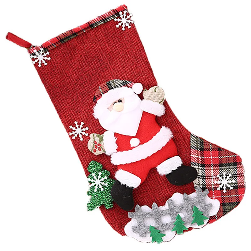 

(1pcs)32*18.5cm Christmas Stocking Gift Bag Xmas Snowman Decoration Fabric Oversized Socks Christmas Tree Decoration DIY Cute