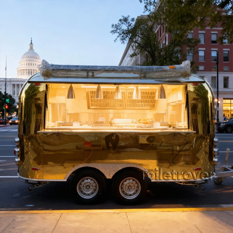 

Mini Street Portable Waffle Ice Cream Crepe Smoothie Dessert Pancake Donut Popcorn Chrome Food Truck Supplies