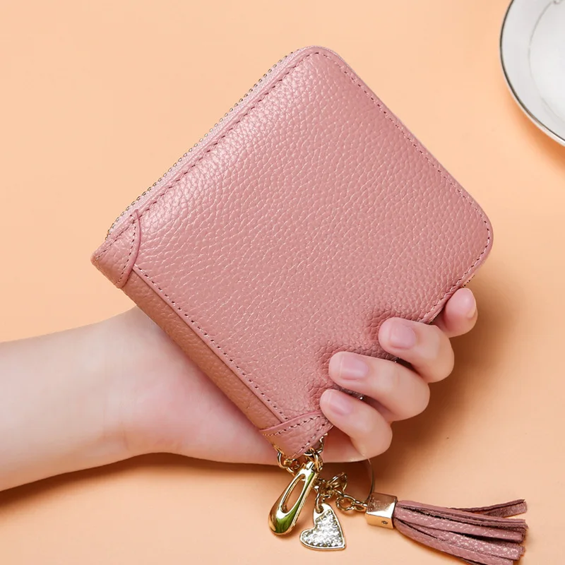 Genuine leather Card Holder Wallet Large Capacity Women Men Credit Business Card Bag Change Organizer Zipper Coin Purse