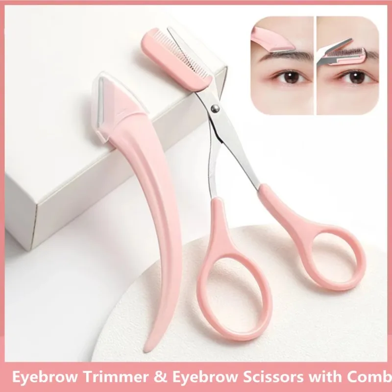 Professional Eyebrow Razor Trimmer For Women Facial Hair Removal Dermaplaning Tool Brow Shaper Scraper Comb Face Peach Fuzz