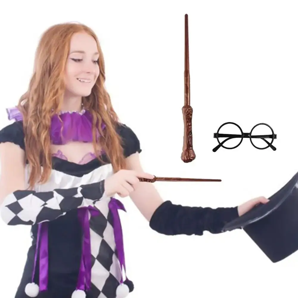 Bacchetta luminosa per bambini 2024 giocattolo magico leggero e sonoro per accessori per costumi di Harry Potter occhiali con bacchetta da strega per Cosplay