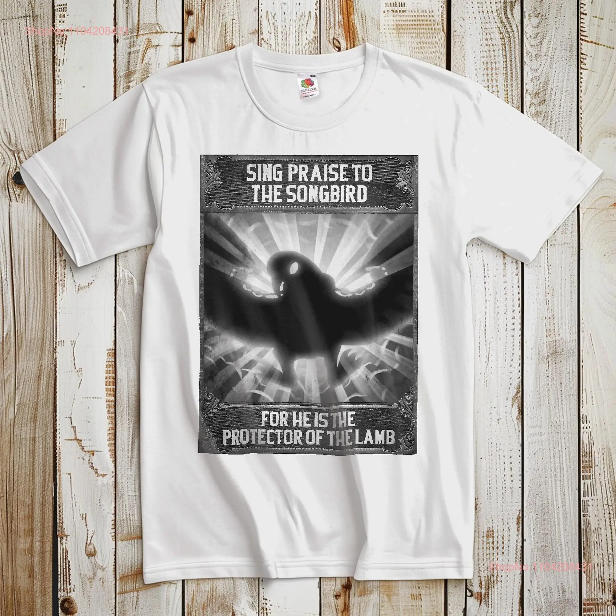 Bioshock Sing Praise to the Songbird Classic Video Game Logo T Shirt Retro Gamer Gaming Black and White Size S 5XL