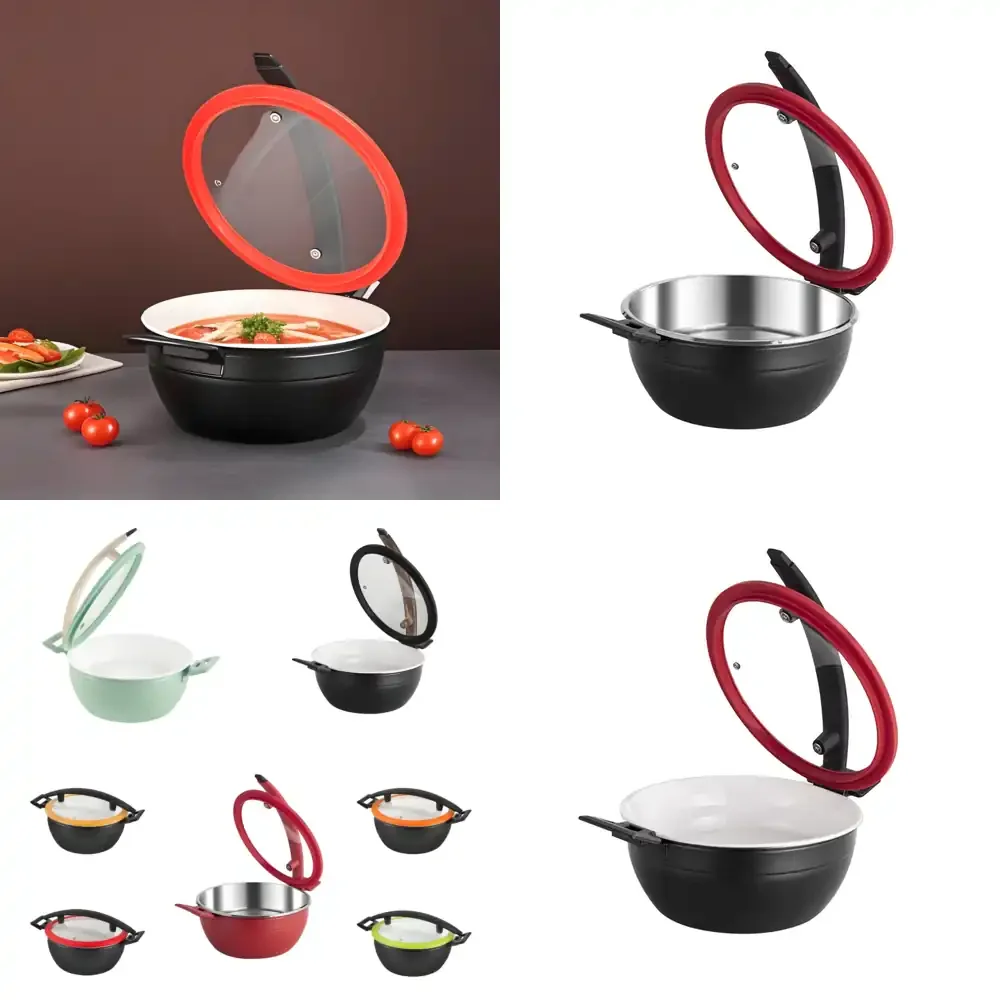 Olla Calentadora de Alimentos Comercial No Eléctrica - Calentamiento por Vapor/Inducción con Inserto de Acero Inoxidable/Cerámica para Buffet y Catering