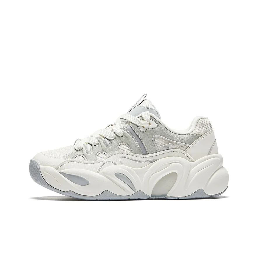 Anta Slip Resistant, Abrasion Resistant, Breathable Low top Chunky Sneakers Women's White Gray 122538888R-1