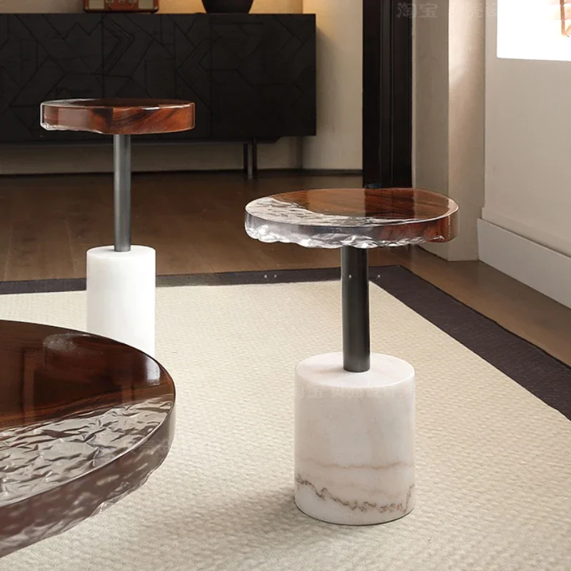 Epoxy Design Coffee Table Modern Centerpiece Marble Center Living Room Side Table Small Round Luxury Stolik Kawowy Furniture