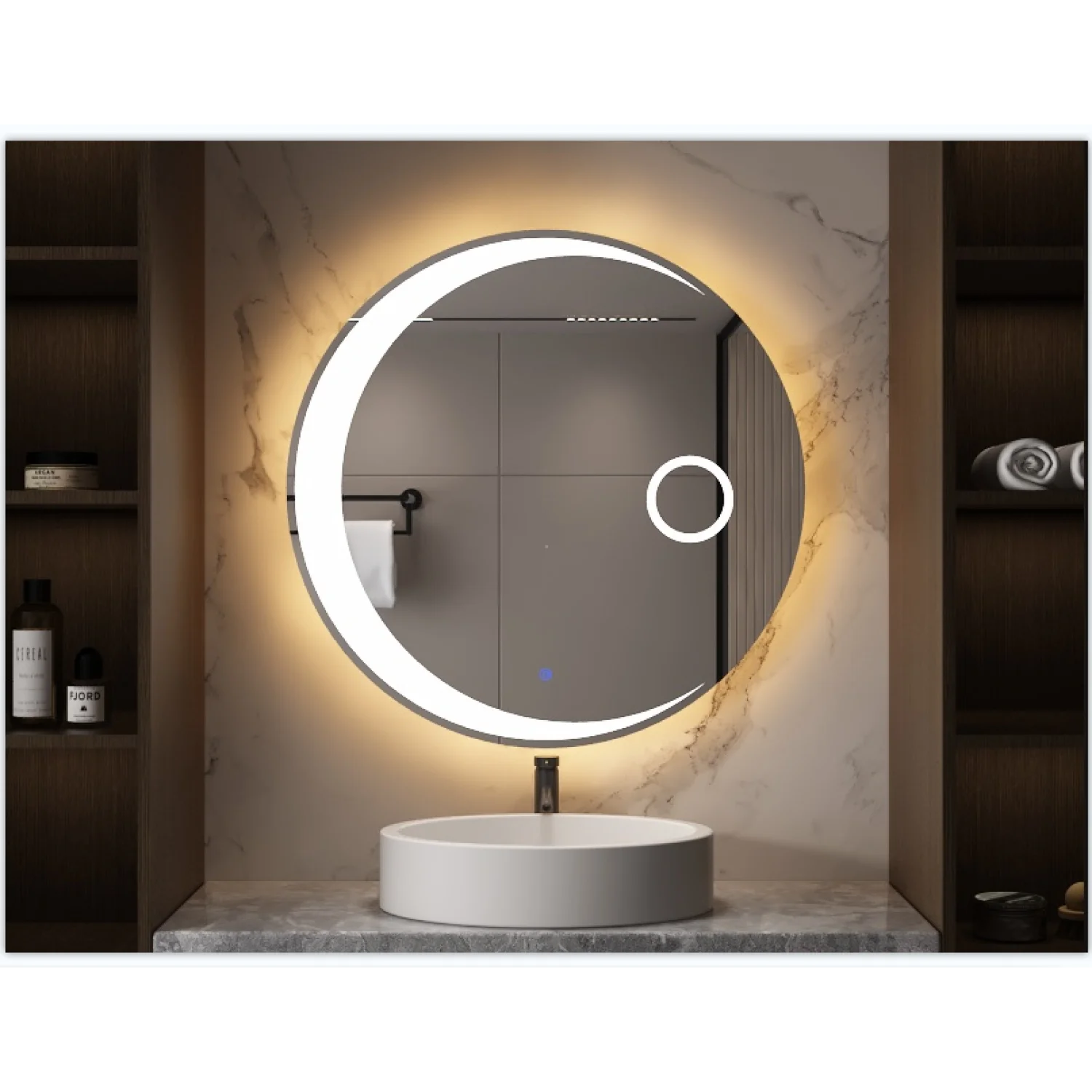 

24 Inch Switch-Held Memory LED Mirror, Wall-Mounted Vanity Mirrors, Bathroom Anti-Fog Mirror, Dimmable Bathroom Mirror