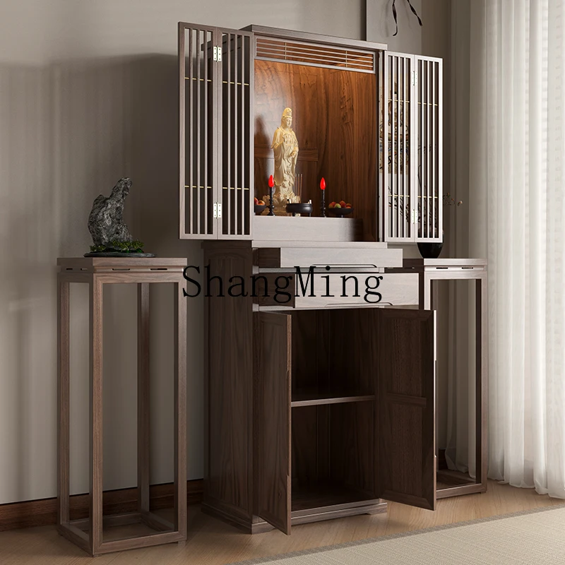 

SM black walnut new Chinese solid wood shrine cabinet household table God of Wealth cabinet