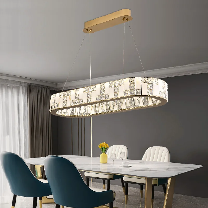 Nordic luxury LED Rectangular Snowflake gypsum Chandelier lustre Shiny Crystal Decorative Ceiling Suitable for dining room