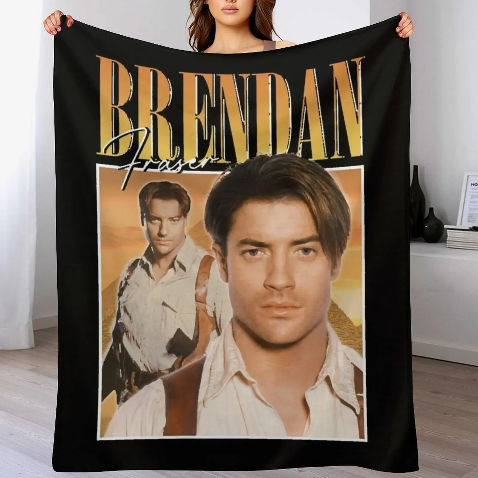 Brendan Fraser 90s style Throw Blanket Hairy Thin manga Blankets