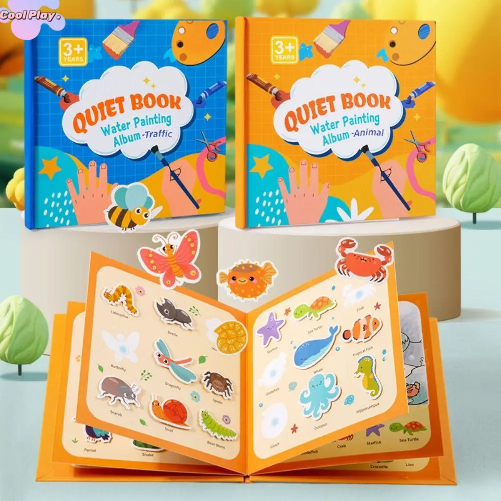 Livre de dessin à l'eau en papier réutilisable pour enfants, livre de coloriage sans effroi, peinture à l'eau, jouets de dessin, début léone, nition