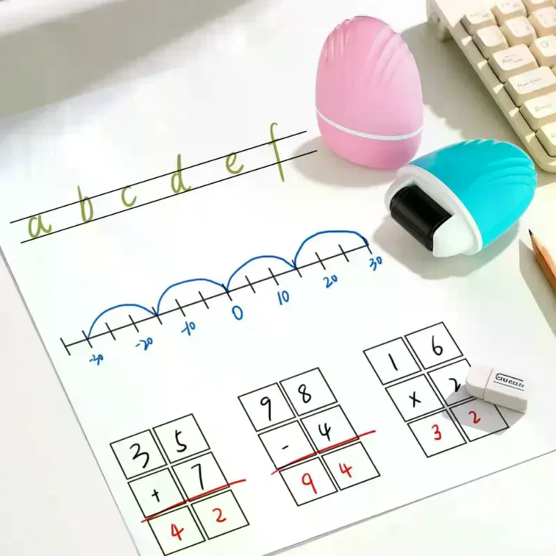 Roller Stamp Math Correction Tool Convenient Teacher's Teaching For Mathematics And English Seal Double Line Grid Roller Seal