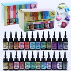 6/12/24 pçs cor kits de cola de resina uv diamante flash cola uv cura ultravioleta diy perolado jóias fazendo supplie de secagem rápida