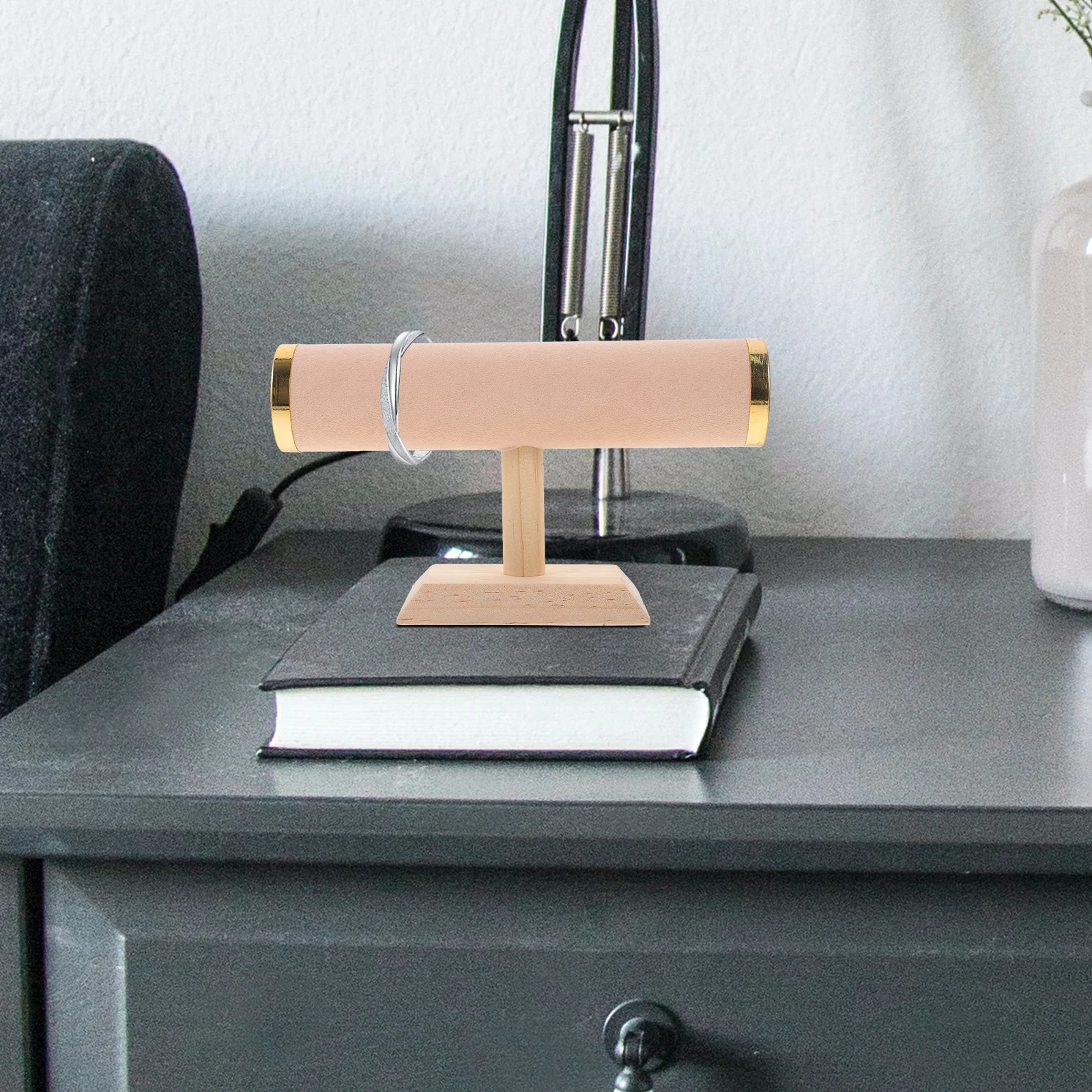 

Wooden Bracelet Holder Stand Jewelry Organizer Bangle Display Rack High Durability Smooth Edges Desktop Decorative Storage