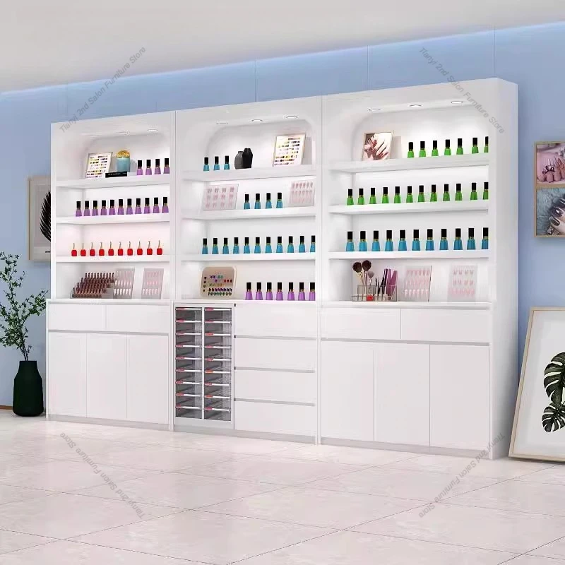 

Modern Minimalist Nail Art Display Cabinet Nordic Creative Storage Design Cabinet High-grade Beauty Salon Office Furniture FYMC