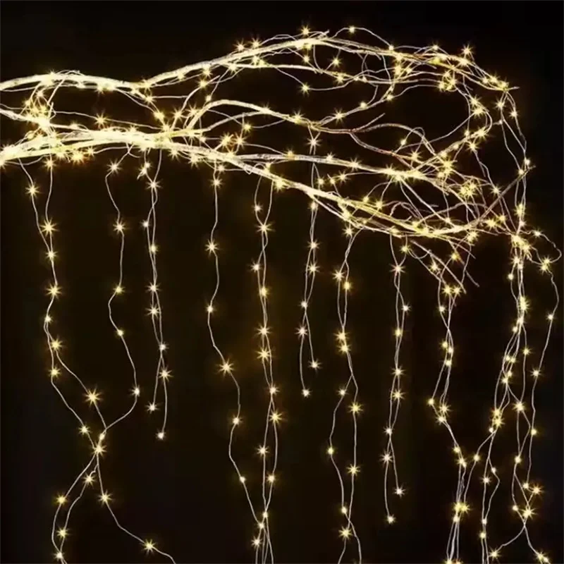 Outdoor Solar Waterfall Fairy Lights Waterproof 8 Modes Watering Can Light Solar Powered Firefly Moon for Plants Tree Vines Deco