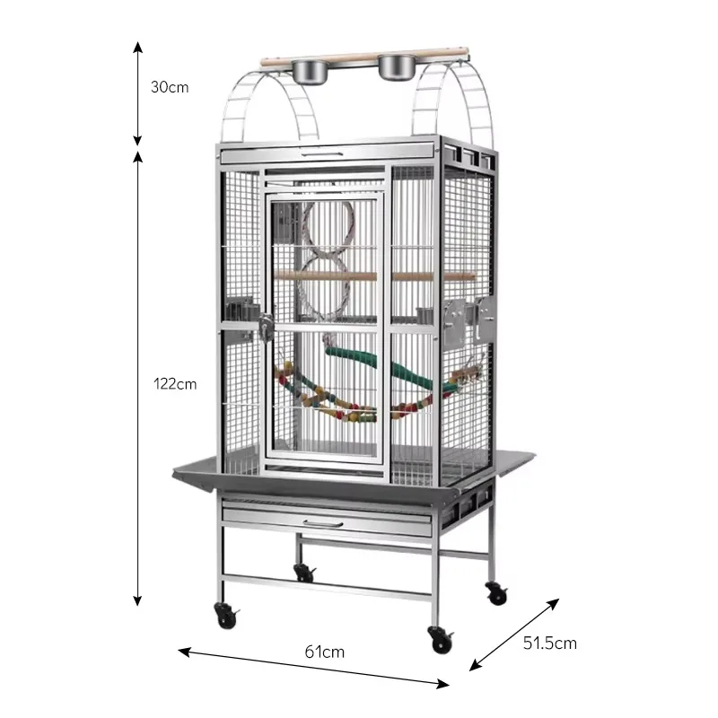 Hot-selling Skylight Design Indoor Metal Bird Viewing Cage Bird Breeding House with Wooden Standing Stick