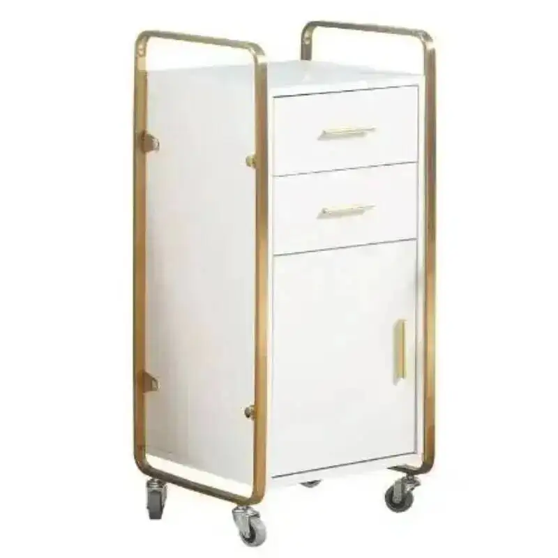 

Steel Modern Beauty Luxury Tools Pink Stainless Wood Hairdressing Spa Trolley Salon With Furniture Storage Drawers Home Workshop
