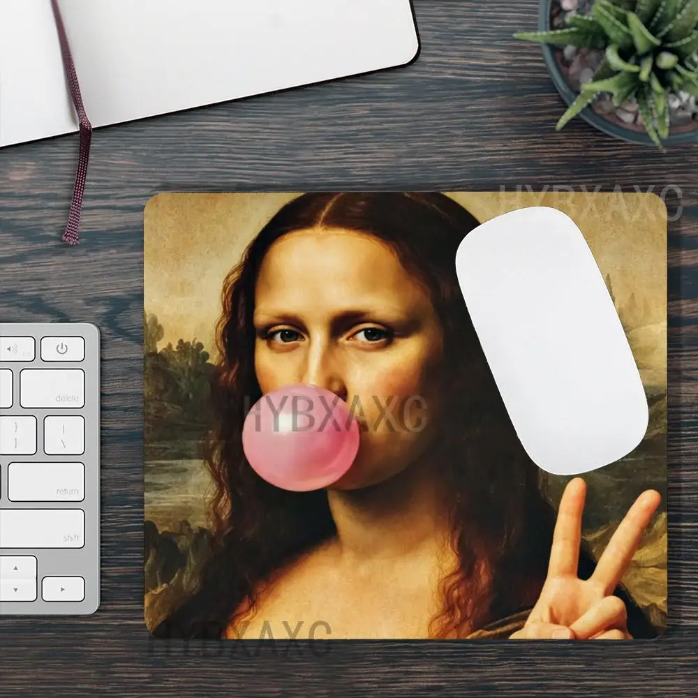 

HYBXAXC Funny Mona Lisa Style Print Small Mouse Pad Anti-slip Rubber For Office Home Gaming Keyboard Wireless Boy Girl Gift