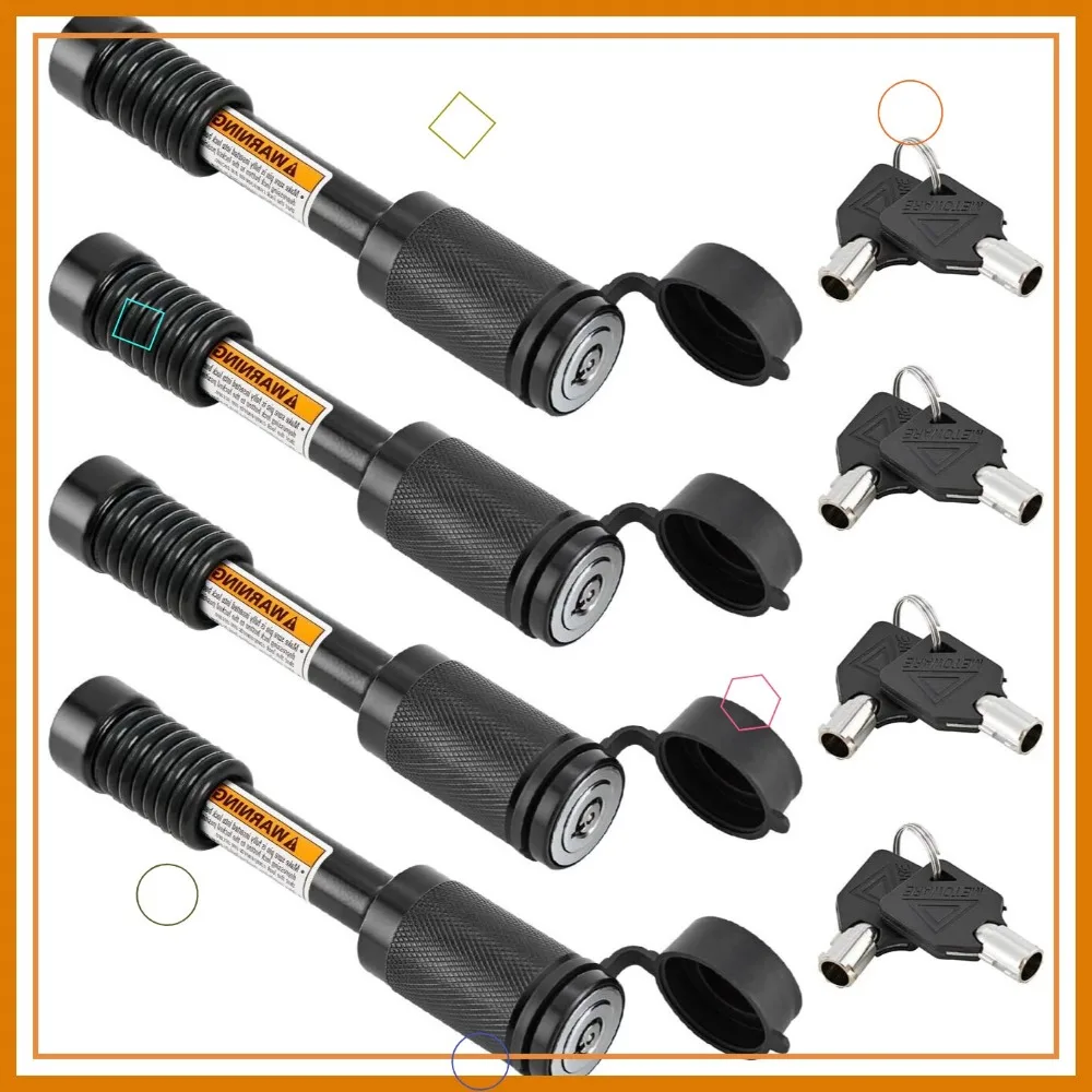 

Heavy Duty Trailer Hitch Lock 5/8" Pin for Class III IV 2" 2-1/2" Receiver with Anti-Rattle O-Rings (4 Pack)