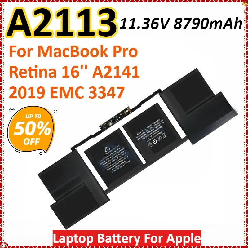 

A2113 11.36V 8790mAh Laptop Battery For Apple MacBook Pro Retina 16'' A2141 2019 EMC 3347 BTO/CTO MVVJ2xx/A MVVK2xx/A MVVL2xx