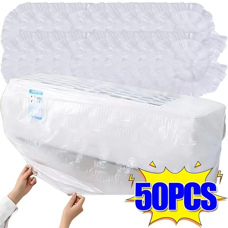 50-1PCS Disposable Air Conditioning Dust Cover Household PE Transparent Air Conditioner Protection Cover Universal Dust Covers