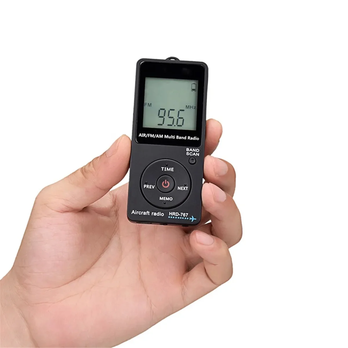 M85K -767 Mini Pocket Radio Aircraft Band Receiver Portable Radios LCD Display Lock Button FM/AM/AIR Radio with Earphone