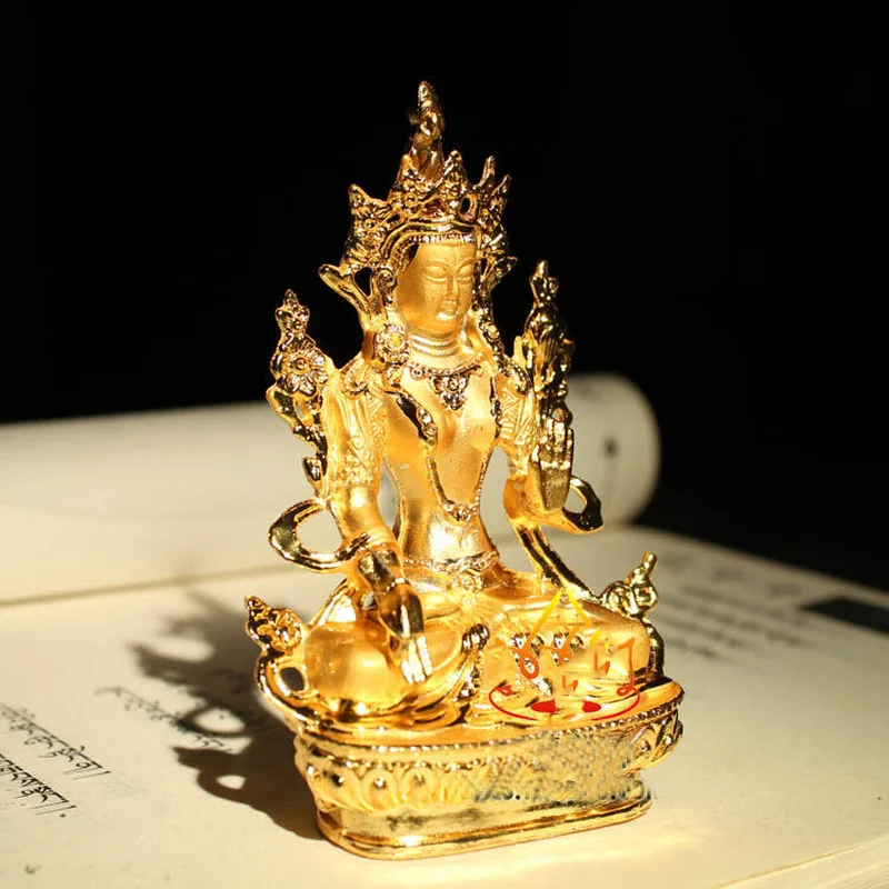 Old Antique Tibet Tibetan Buddha Buddhist Mikky Gild White Tara Statue Decoration