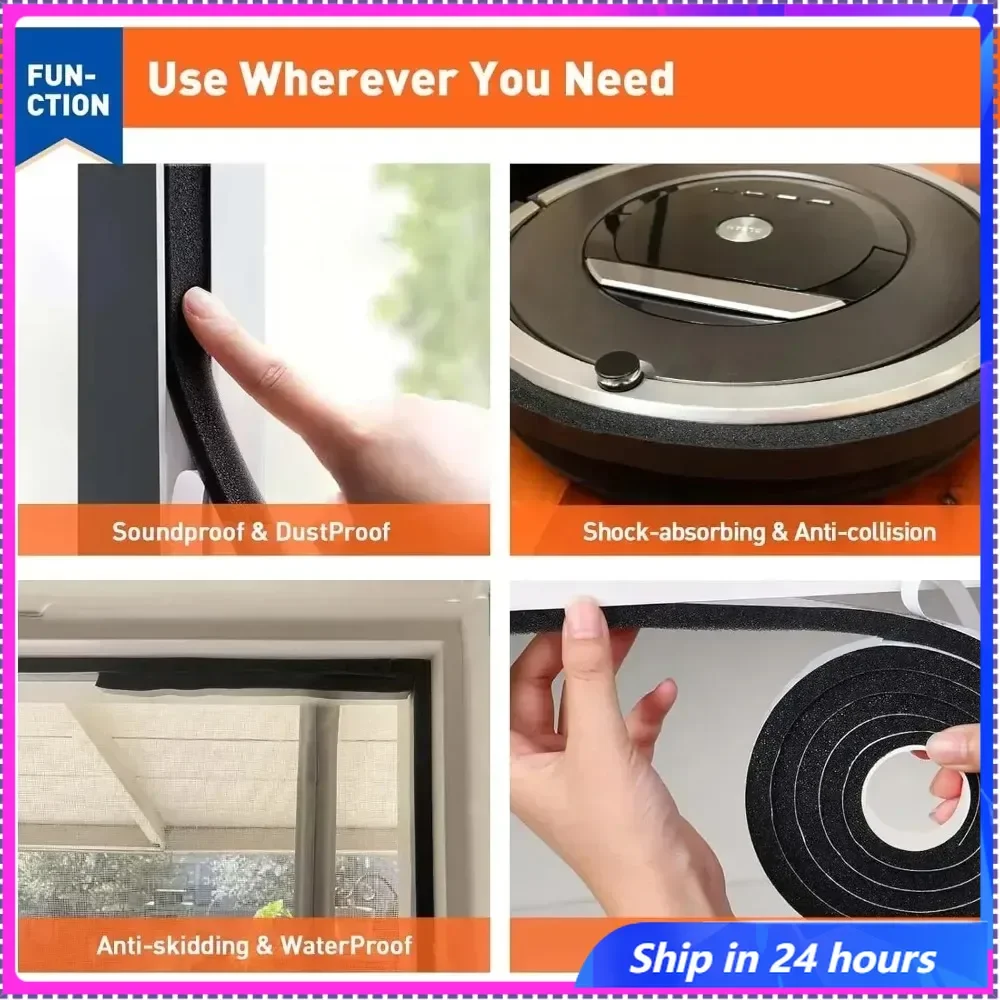 

1PC Foam Sealing Strip Door Seam Sound Insulation And Windshield Dustproof Sponge Strip Window Seam Sealing Tapes For Household